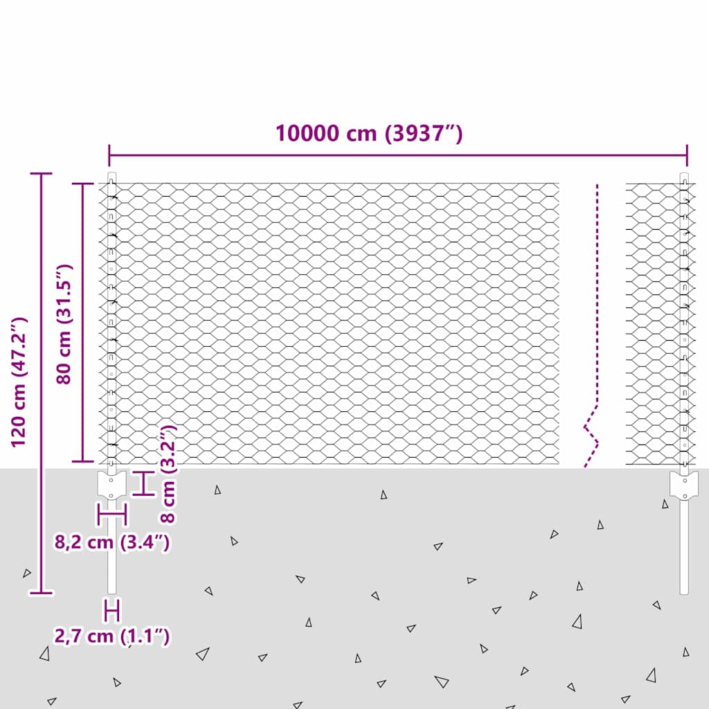 vidaXL Στήλες Φράχτη 11 τμχ U-Channel 80 εκ Γαλβανισμένο Χάλυβα
