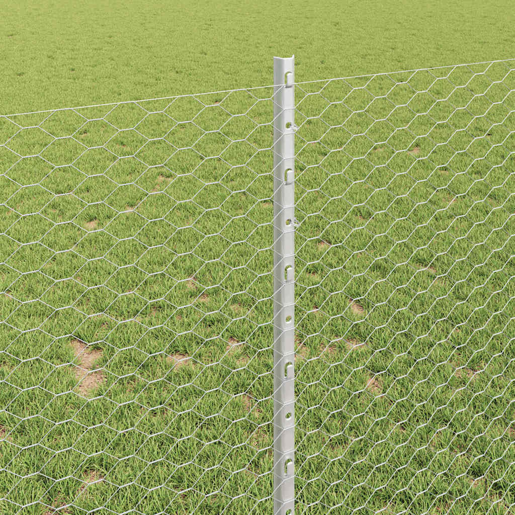 vidaXL Φράχτης με Στήλες. Ασημί 1 x 100 m Ατσάλι