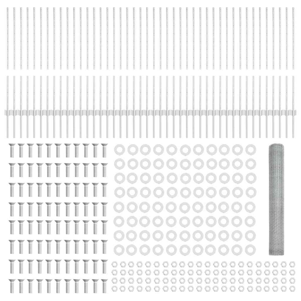 vidaXL Φράχτης με Στήλες. Ασημί 1 x 100 m Ατσάλι