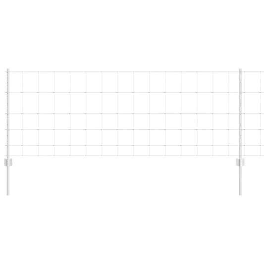 vidaXL Εξωτερική άγρια περίφραξη με στήλες 25 x 0,8 m Ασημί Δίχτυ