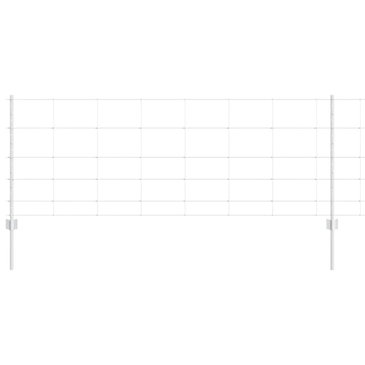 vidaXL Εξωτερική άγρια περίφραξη με στήλες 25 x 0,8 m Ασημί Δίχτυ