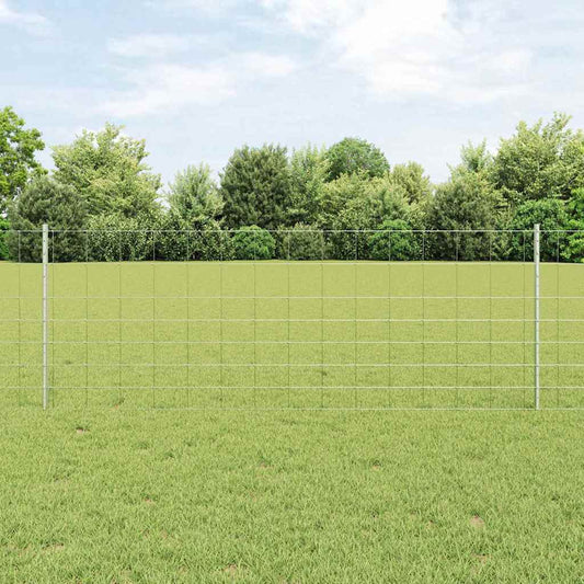 vidaXL Εξωτερική άγρια περίφραξη με στήλες 25 x 0,8 m Ασημί Δίχτυ