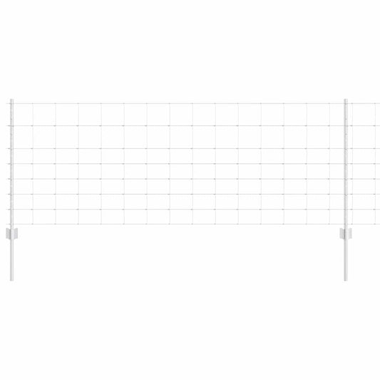 vidaXL Εξωτερική άγρια περίφραξη με στήλες 25 x 0,8 m Ασημί Δίχτυ