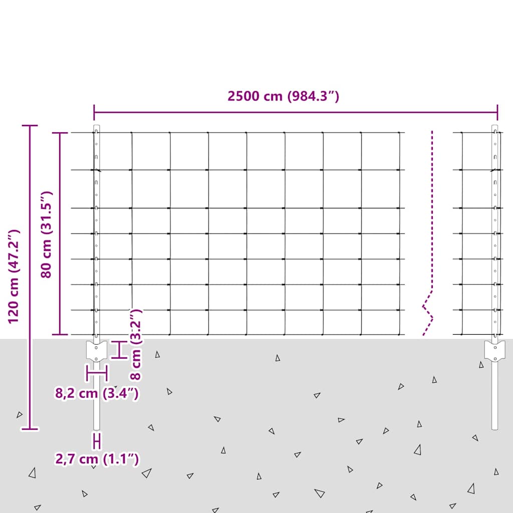 vidaXL Στήλες Πλέγματος 11 τεμ U-Channel 80 εκ Γαλβανισμένο Ατσάλι