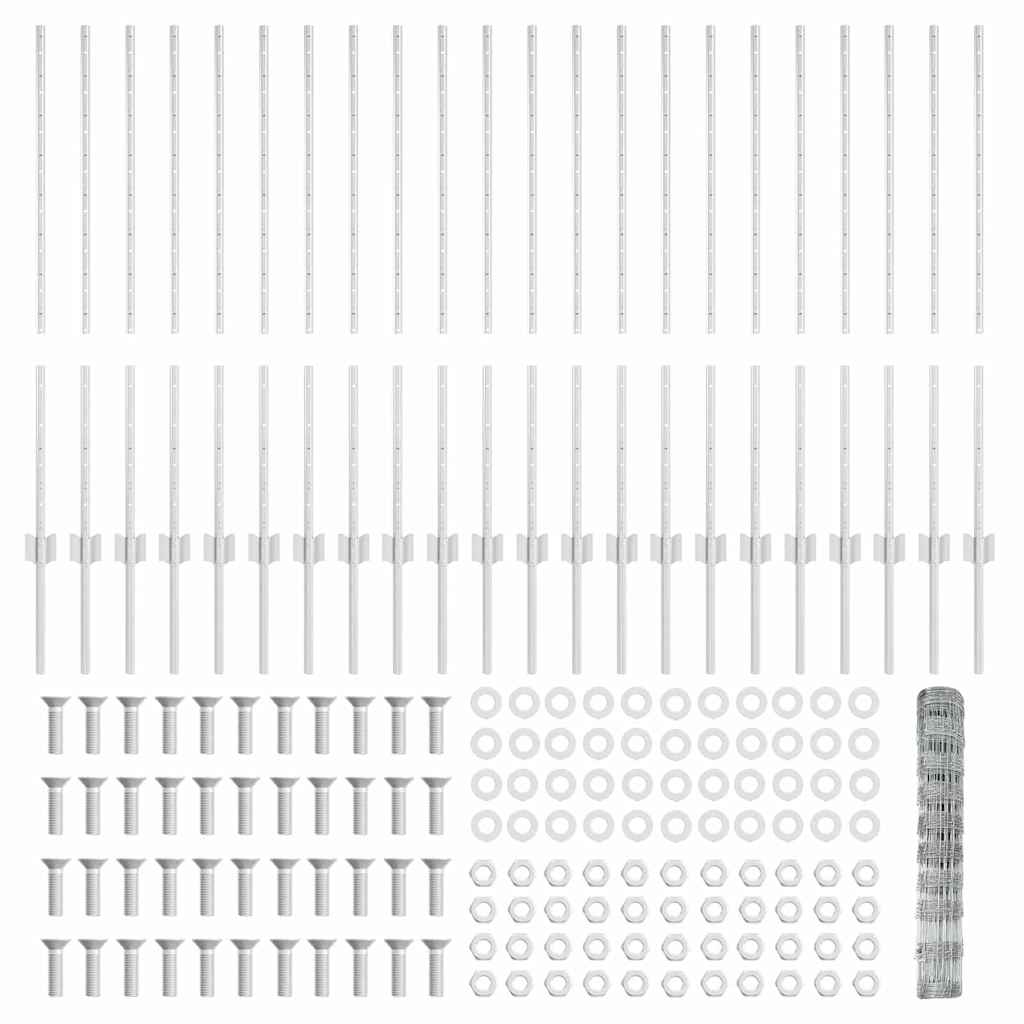 vidaXL Φερόντες Φράχτη 22 τεμ U-Channel 100 εκ Γαλβανισμένο Ατσάλι