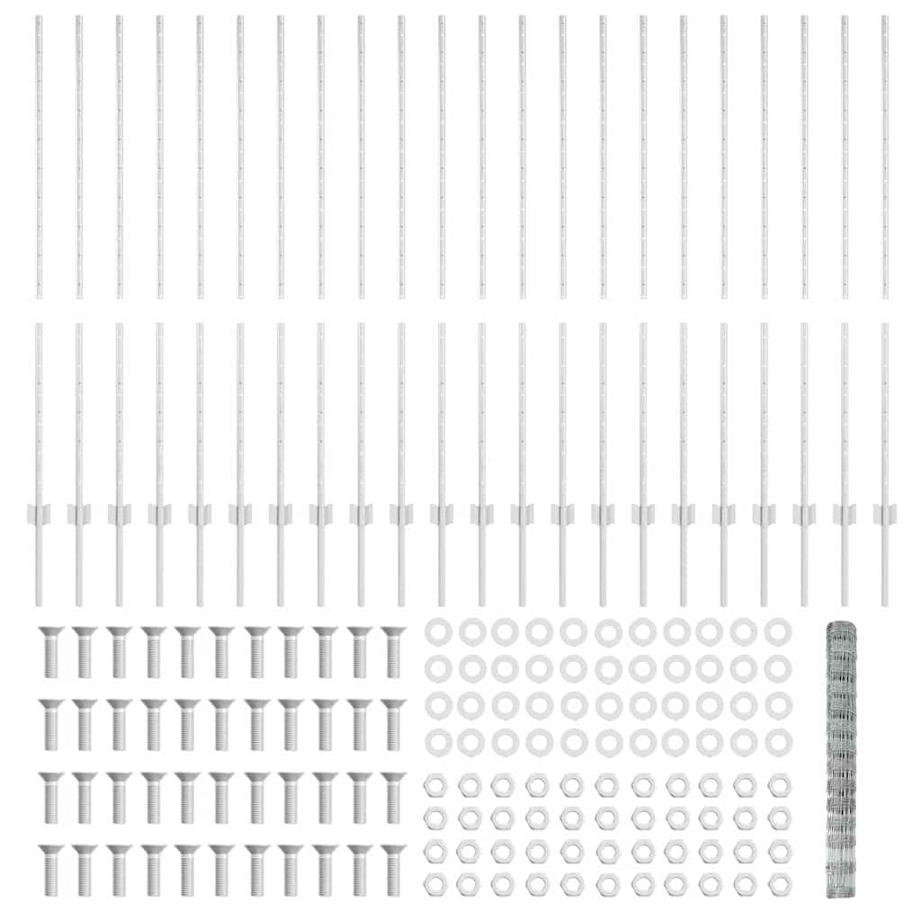 vidaXL Στυλοβάτες Φράκτη 22 τμχ U-Channel 140 εκ Γαλβανισμένος Χάλυβας
