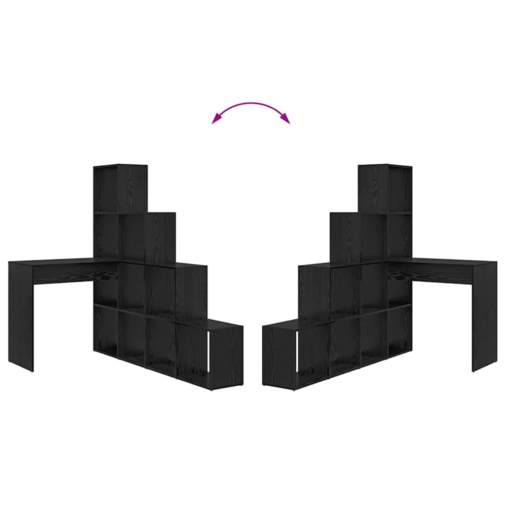 vidaXL Γωνιακό γραφείο με ράφι Μαύρη δρυς 101.5 x 149.5 x 149.5 εκ.