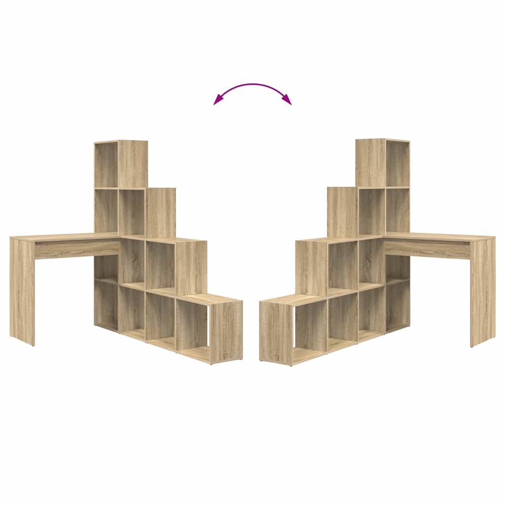 vidaXL Γωνιακό γραφείο με ράφι Sonoma Δρυς 101.5 x 149.5 x 149.5 εκ.