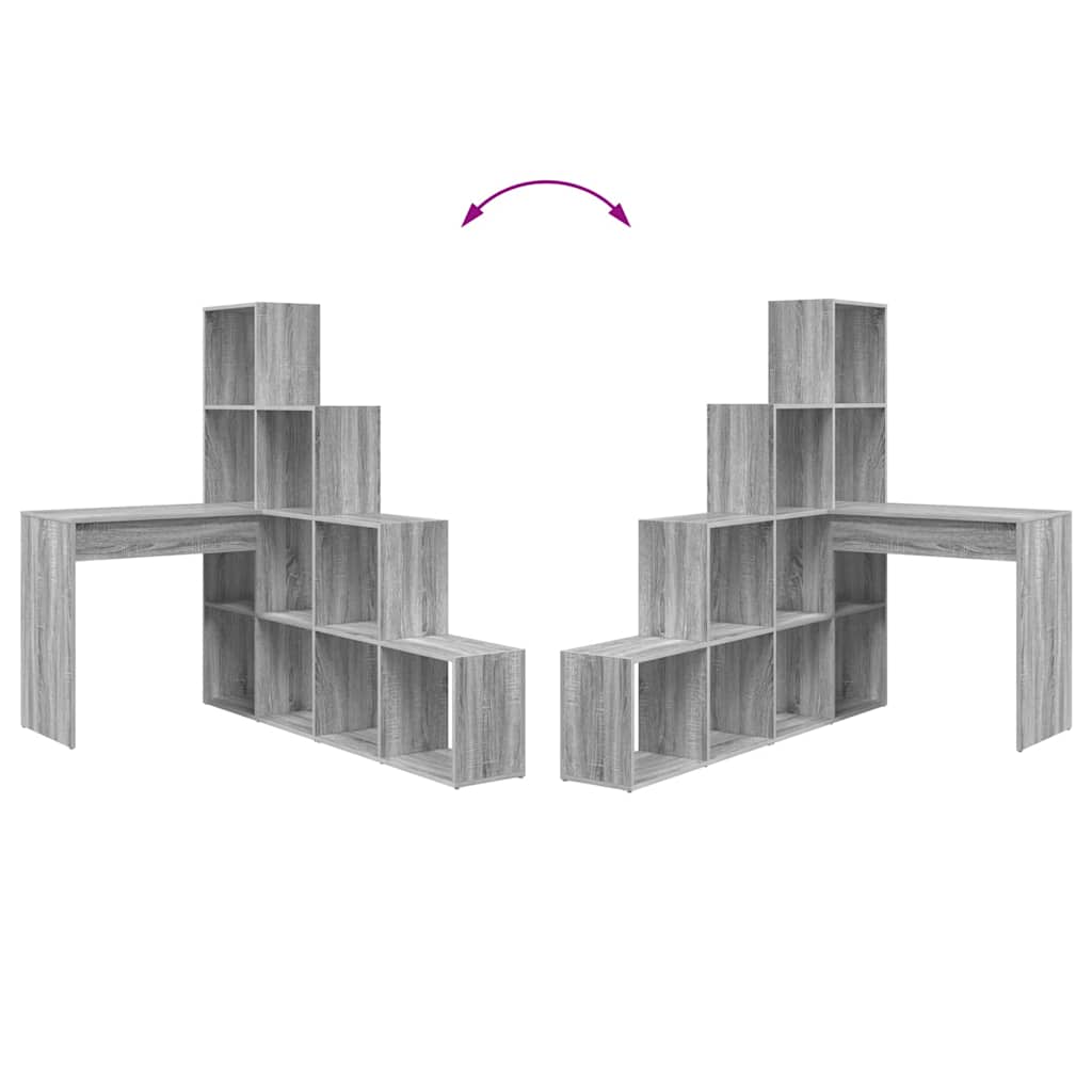 vidaXL Γωνιακό γραφείο με ράφι Γκρι sonoma 101.5 x 149.5 x 149.5 εκ.