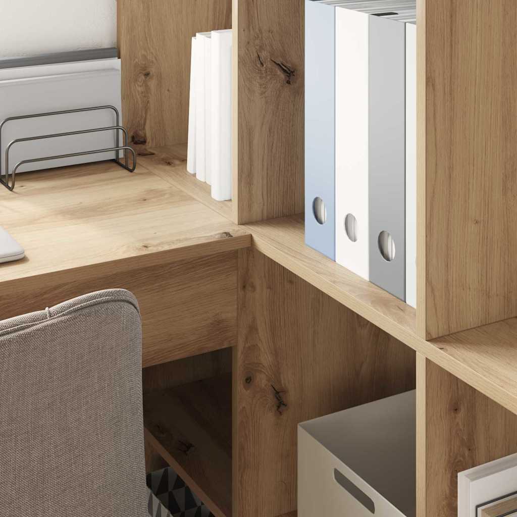 vidaXL Γωνιακό γραφείο με ράφι artisan δρυς 101.5 x 149.5 x 149.5 εκ.