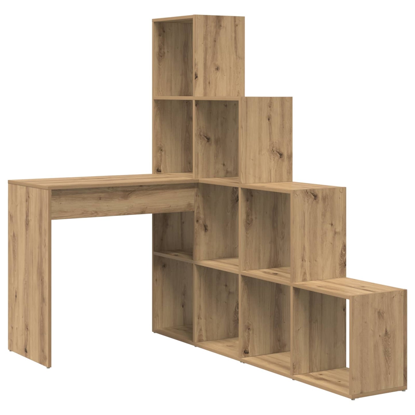 vidaXL Γωνιακό γραφείο με ράφι artisan δρυς 101.5 x 149.5 x 149.5 εκ.