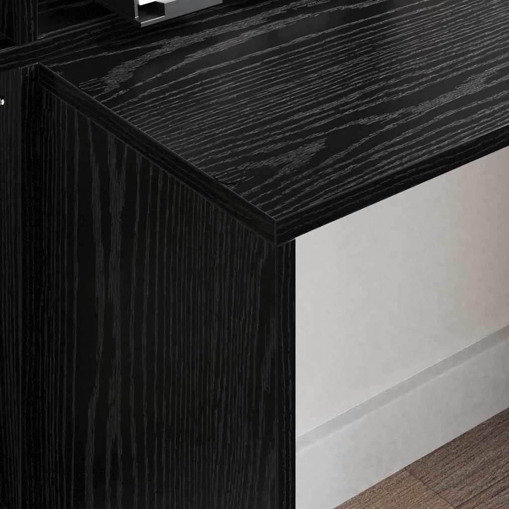 vidaXL Γραφείο Μαύρη δρυς 138.5 x 55 x 143 εκ Επεξεργασμένο ξύλο