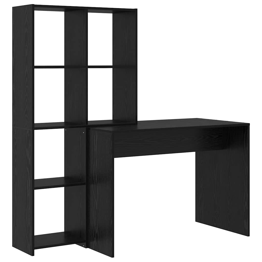 vidaXL Γραφείο Μαύρη δρυς 138.5 x 55 x 143 εκ Επεξεργασμένο ξύλο
