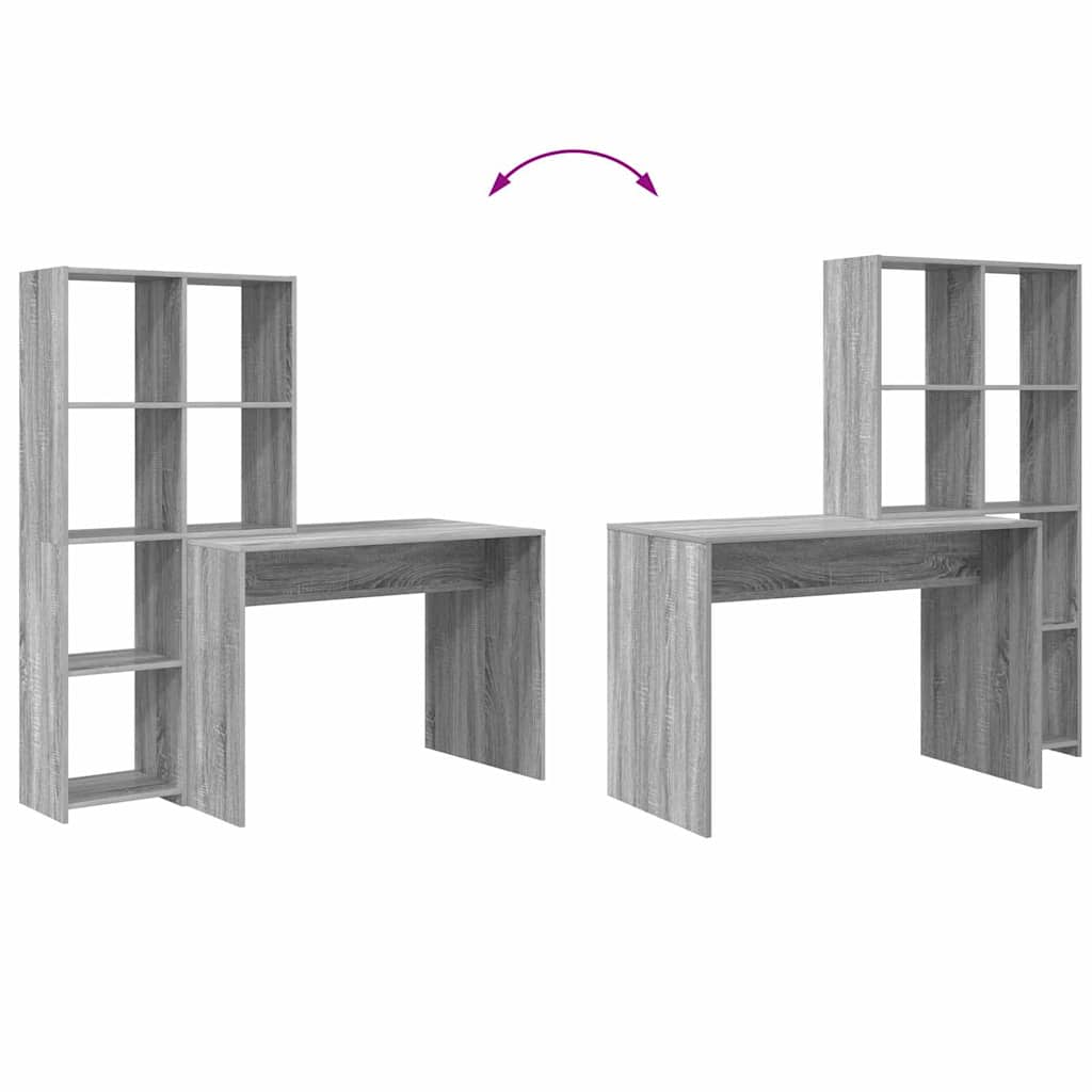 vidaXL Γραφείο Γκρι sonoma 138.5 x 55 x 143 εκ Επεξεργασμένο ξύλο