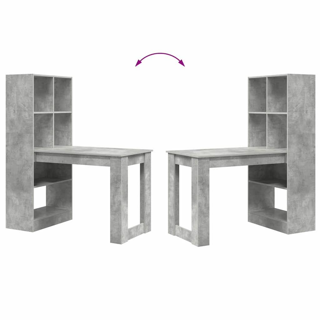 vidaXL Γραφείο Σκυρόδεμα Γκρι 122 x 67 x 145 εκ. Επεξεργασμένο ξύλο