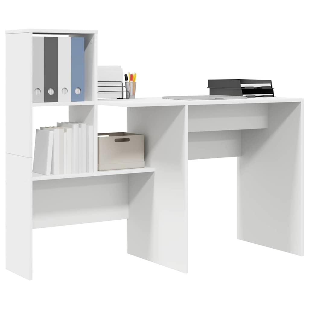 vidaXL Γραφείο με ράφι Λευκό 131.5 x 50 x 106.5 εκ. Επεξεργασμένο ξύλο