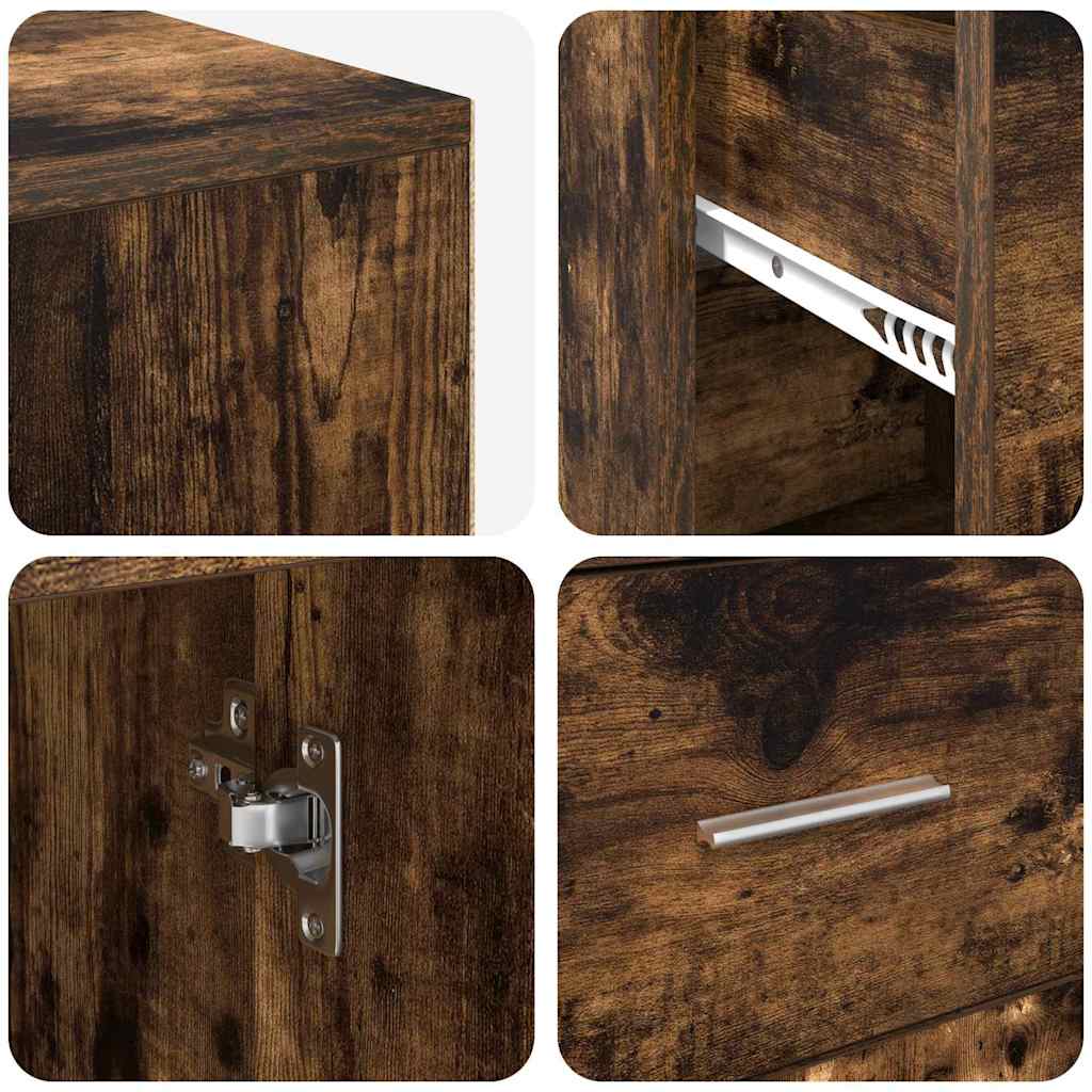 vidaXL Γωνιακό γραφείο με συρτάρι Καπνιστό Δρύς 102 x 50 x 75 εκ