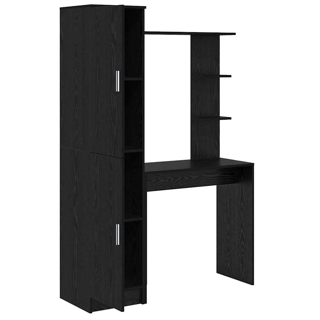 vidaXL Γραφείο με αποθηκευτικό χώρο με ράφι με πόρτα 2 pcs Μαύρη δρυς