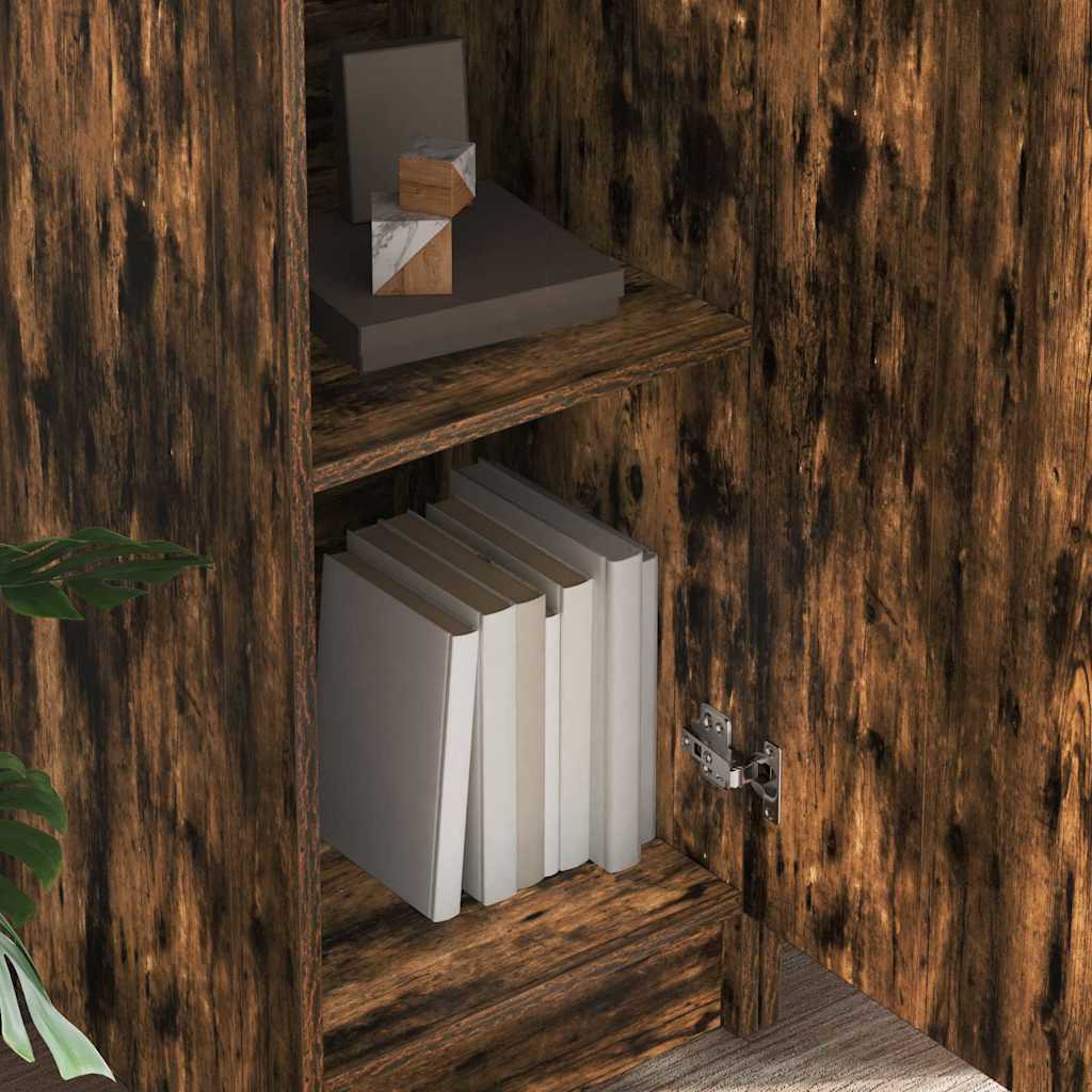 vidaXL Γραφείο με αποθηκευτικό χώρο με ράφι 2 pcs Καπνιστό Δρύς