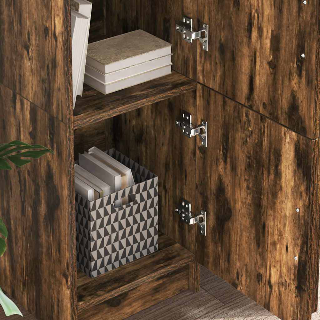 vidaXL Γραφείο με αποθηκευτικό χώρο με ράφι 2 pcs Καπνιστό Δρύς