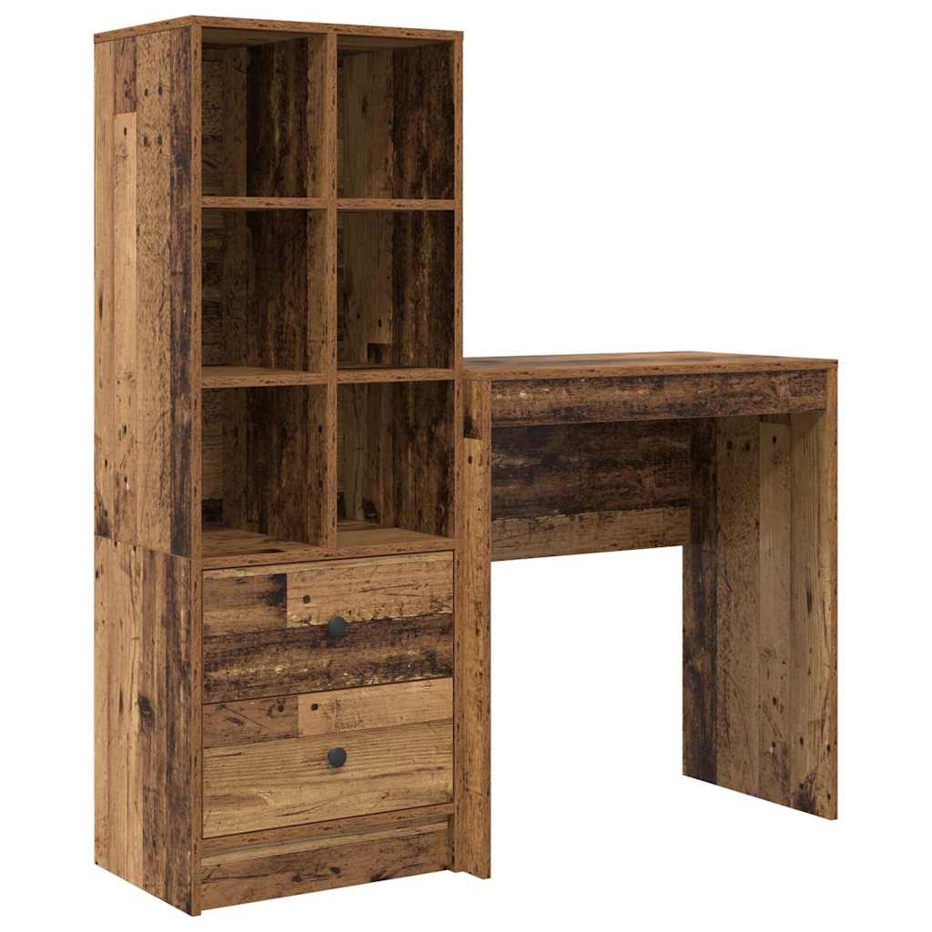 vidaXL Γραφείο με συρτάρι 2 pcs Παλιό ξύλο
