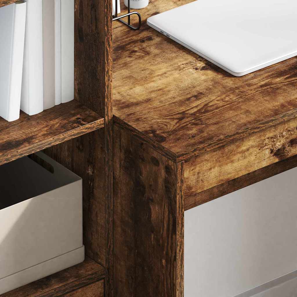 vidaXL Γραφείο με συρτάρι 2 pcs Καπνιστό Δρύς