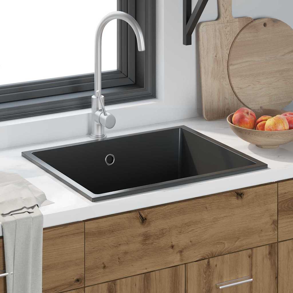 vidaXL Σιντρινο κουζίνας Μαύρο 54 x 44 x 20 εκ. Γρανίτης