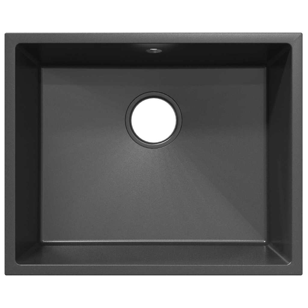 vidaXL νεροχύτης κουζίνας με υπερχείλιση σε γκρι γρανίτη