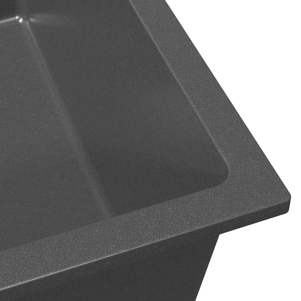 vidaXL Νιπτήρας Κουζίνας με Τρύπα Υπερχείλισης Γκρι Γρανίτη