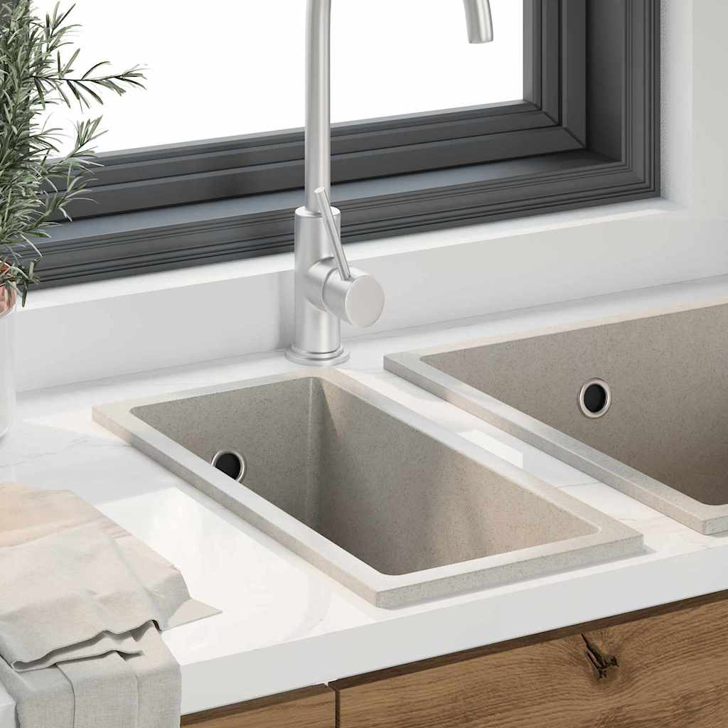 vidaXL Σιντρινο κουζίνας Μπεζ 21 x 44 x 14 εκ. Γρανίτης