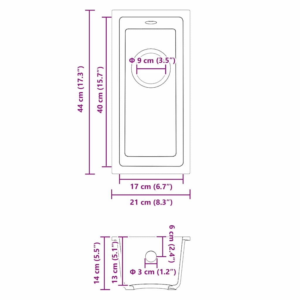 vidaXL Σιντρινο κουζίνας Μπεζ 21 x 44 x 14 εκ. Γρανίτης
