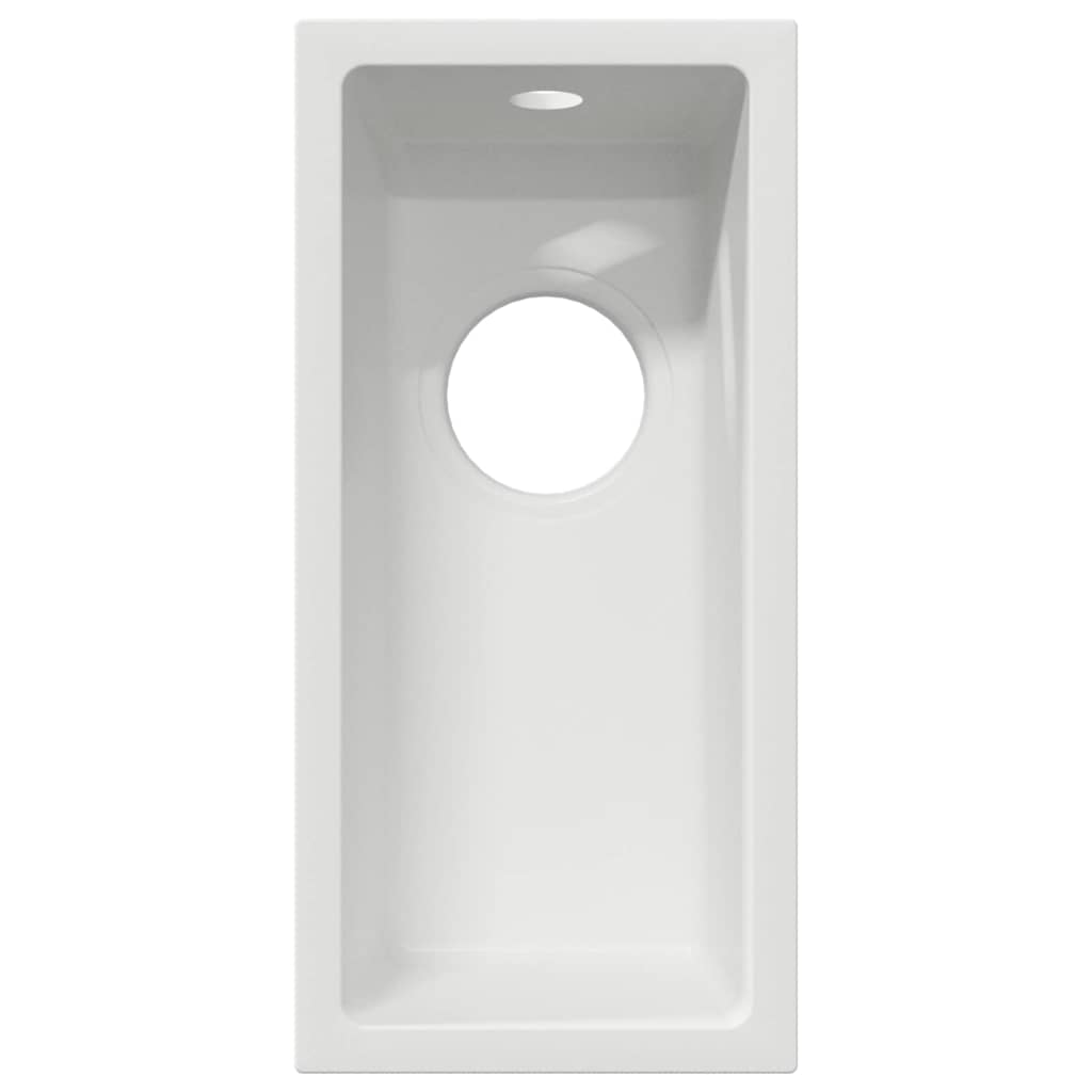 vidaXL Νεροχύτης με άνοιγμα υπερχείλισης σε λευκό γρανίτη