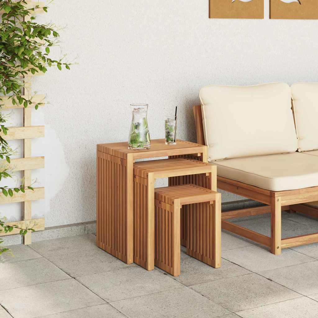 vidaXL Πλευρικό Τραπέζι Κήπου 3 τμχ. Καφέ 33 x 44,5 x 51 εκ