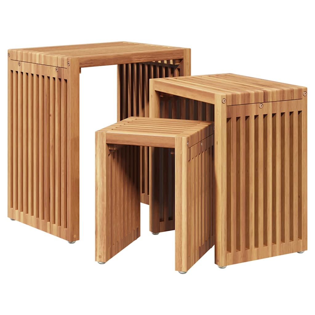 vidaXL Πλευρικό Τραπέζι Κήπου 3 τμχ. Καφέ 33 x 44,5 x 51 εκ