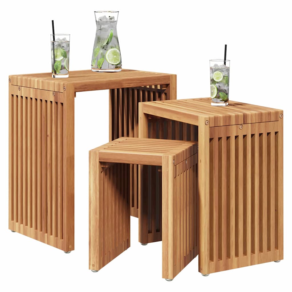 vidaXL Πλευρικό Τραπέζι Κήπου 3 τμχ. Καφέ 33 x 44,5 x 51 εκ