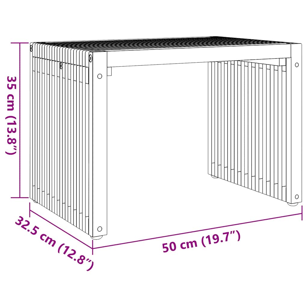 vidaXL Πλευρικό Τραπέζι Κήπου Καφέ 50 x 32,5 x 35 εκ Στερεό Ξύλο Τίκ