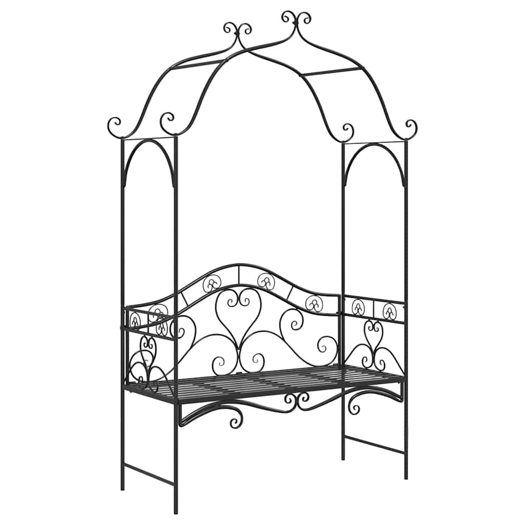 vidaXL Παγκάκι κήπου με μαξιλάρι Μαύρο 104 x 54 x 93εκ Ατσάλι