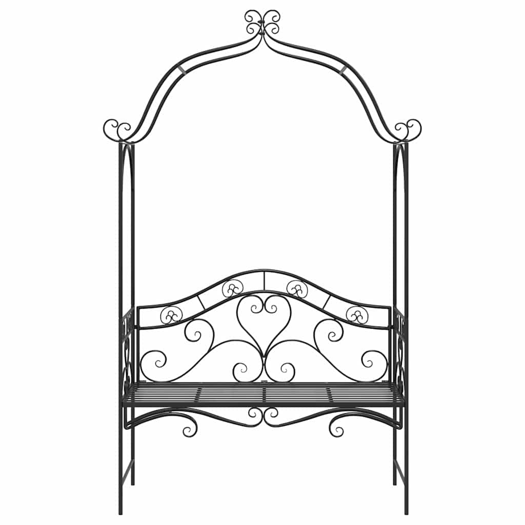 vidaXL Παγκάκι κήπου με μαξιλάρι Μαύρο 104 x 54 x 93εκ Ατσάλι