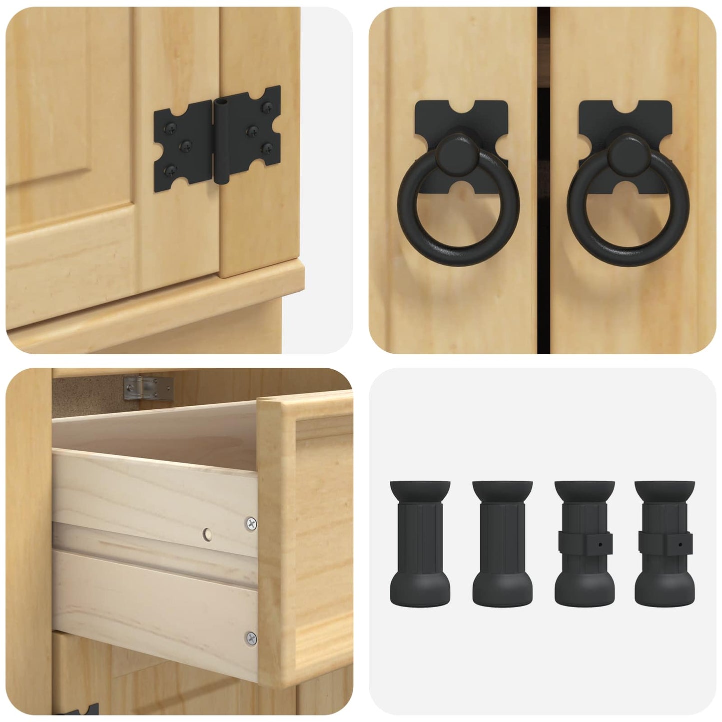 vidaXL Ντουλαπιού με ράφι Μέλι 60 x 46 x 81,5 εκ Στερεά ξυλεία πεύκου