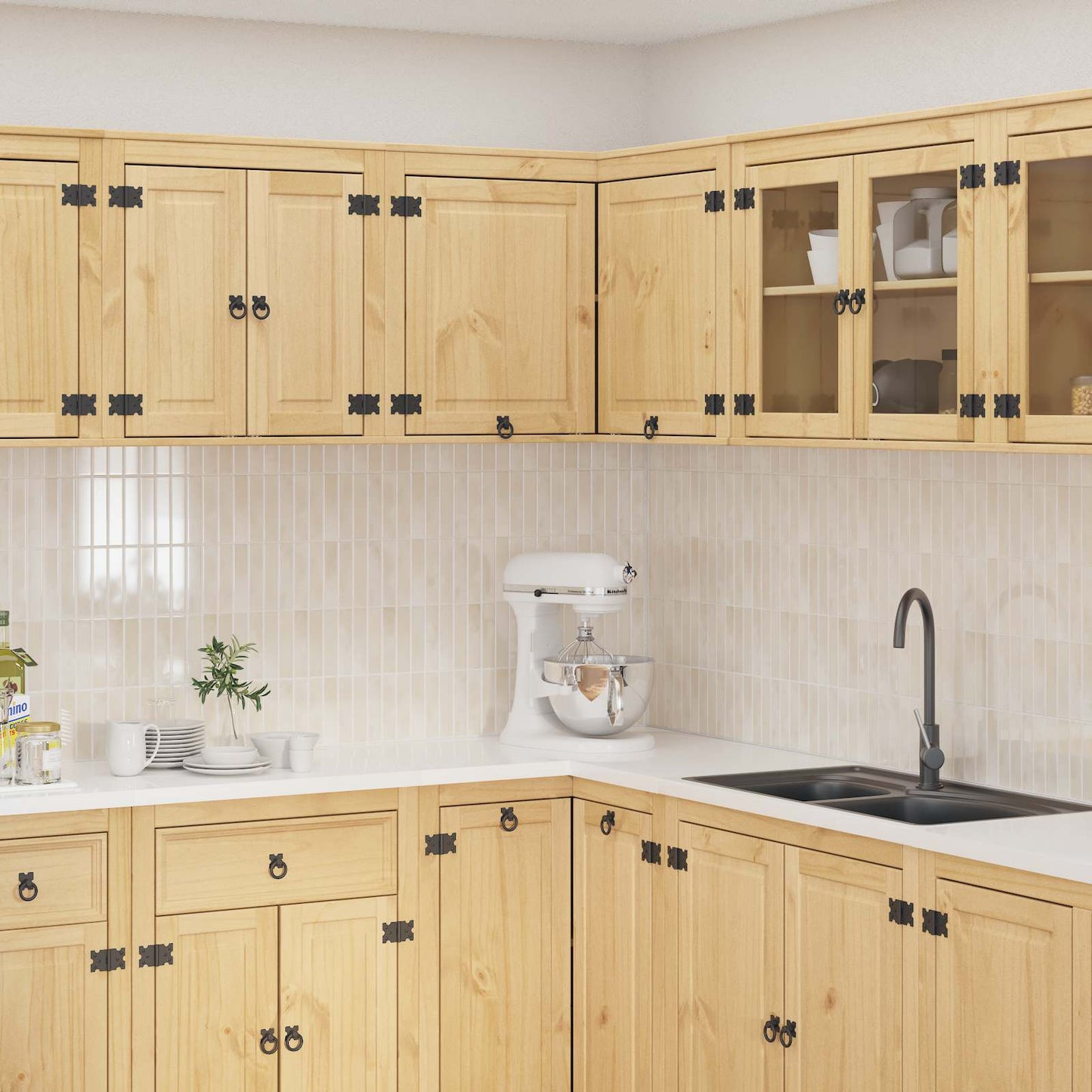 vidaXL Ντουλαπιού με ράφι Μέλι 80 x 80 x 60 εκ. Στερεά ξυλεία πεύκου