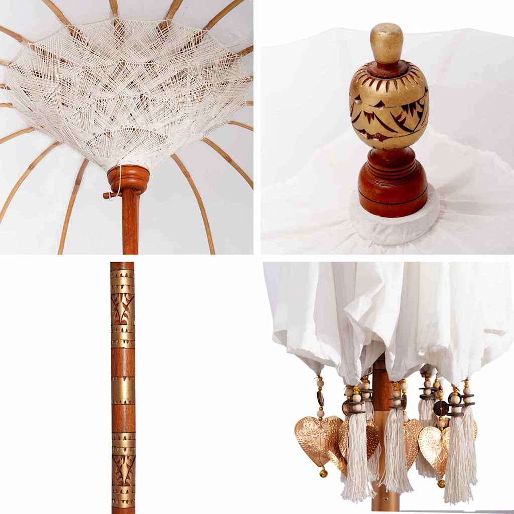 vidaXL Μπαλινέζικη Ομπρέλα Κρεμ 215 x 215 x 260 εκ. Βαμβάκι