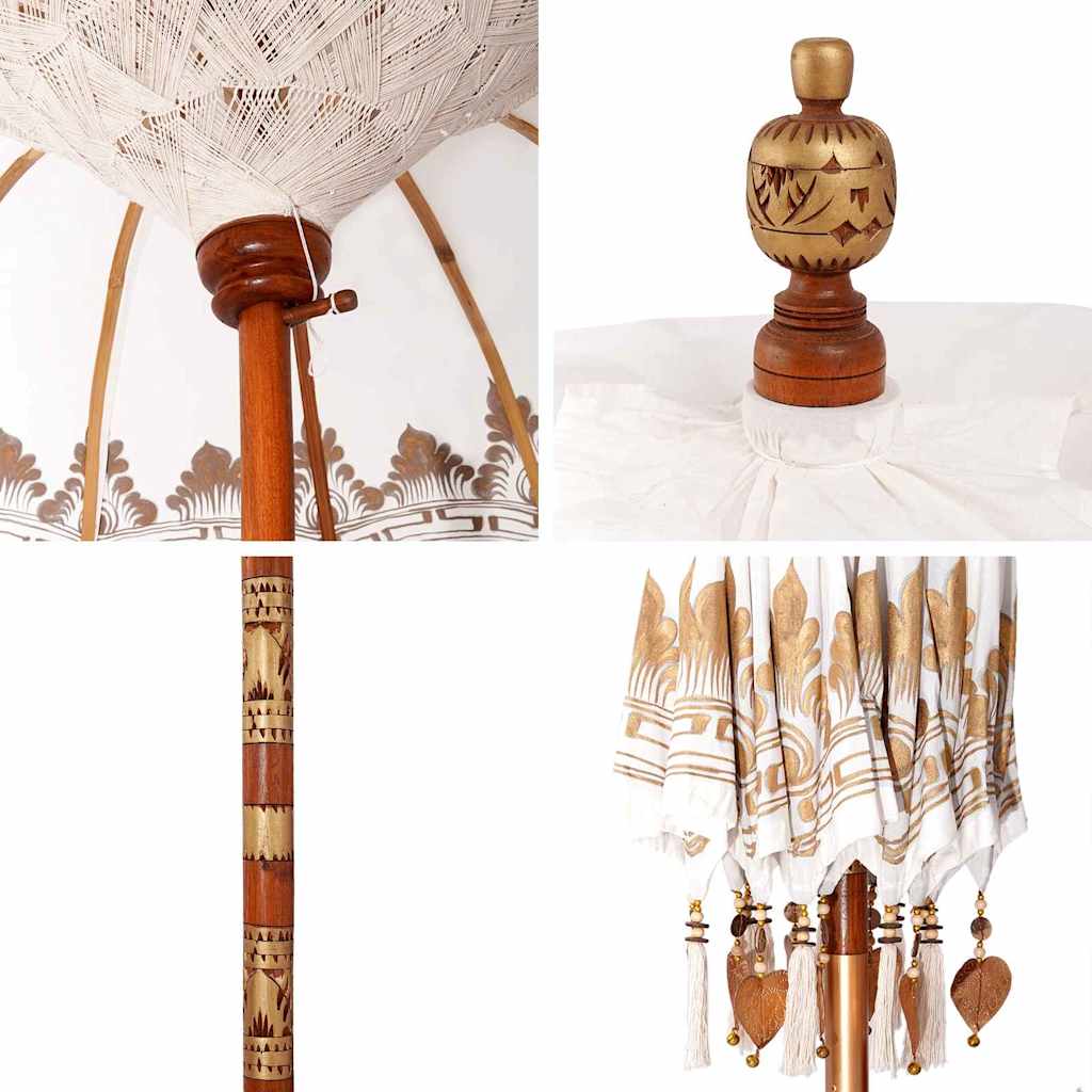 vidaXL Μπαλινέζικη Ομπρέλα Κρεμ 185 x 185 x 260 εκ Βαμβάκι