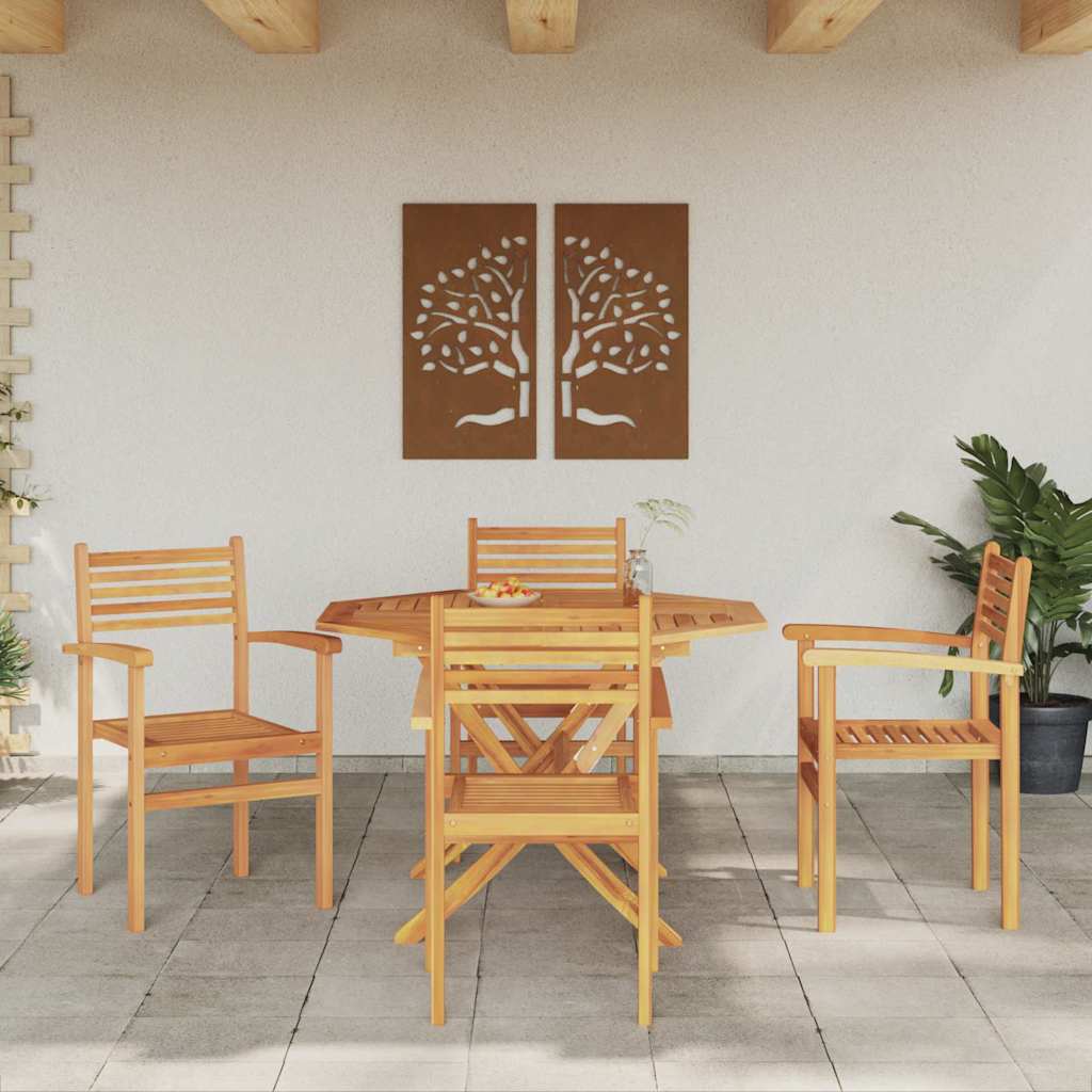vidaXL Καρέκλα 4 pcs Καφέ 56 x 55 x 90.5 εκ Στερεό Ξύλο Τίκ