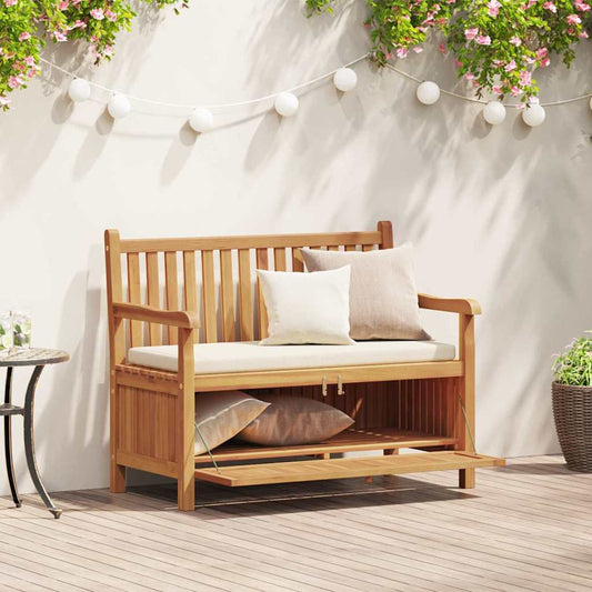 vidaXL Παγκάκι κήπου με αποθήκευση 114 x 60 x 90 εκ Στερεό Ξύλο Τίκ
