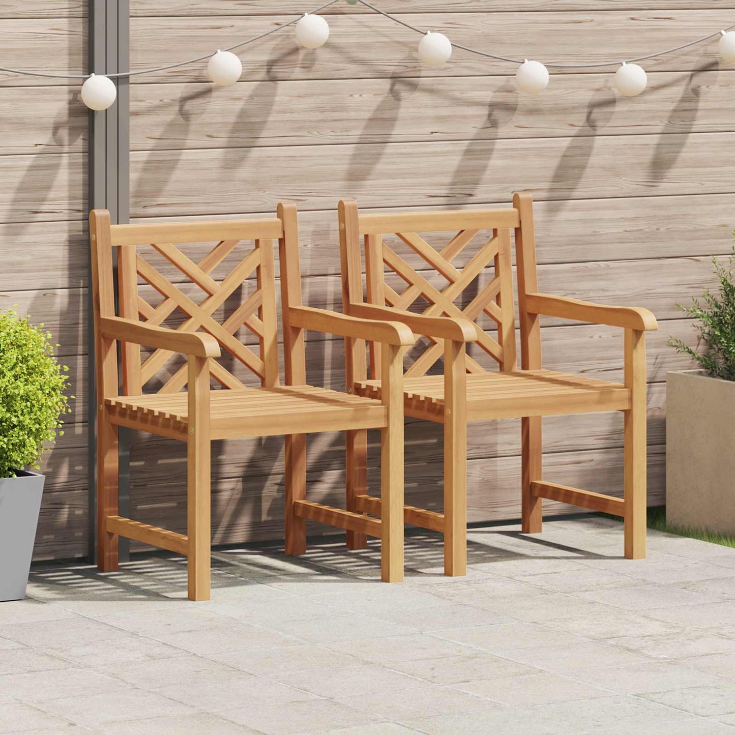 vidaXL Καρέκλα Κήπου 2 pcs 60 x 58 x 90 εκ Στερεό Ξύλο Τίκ
