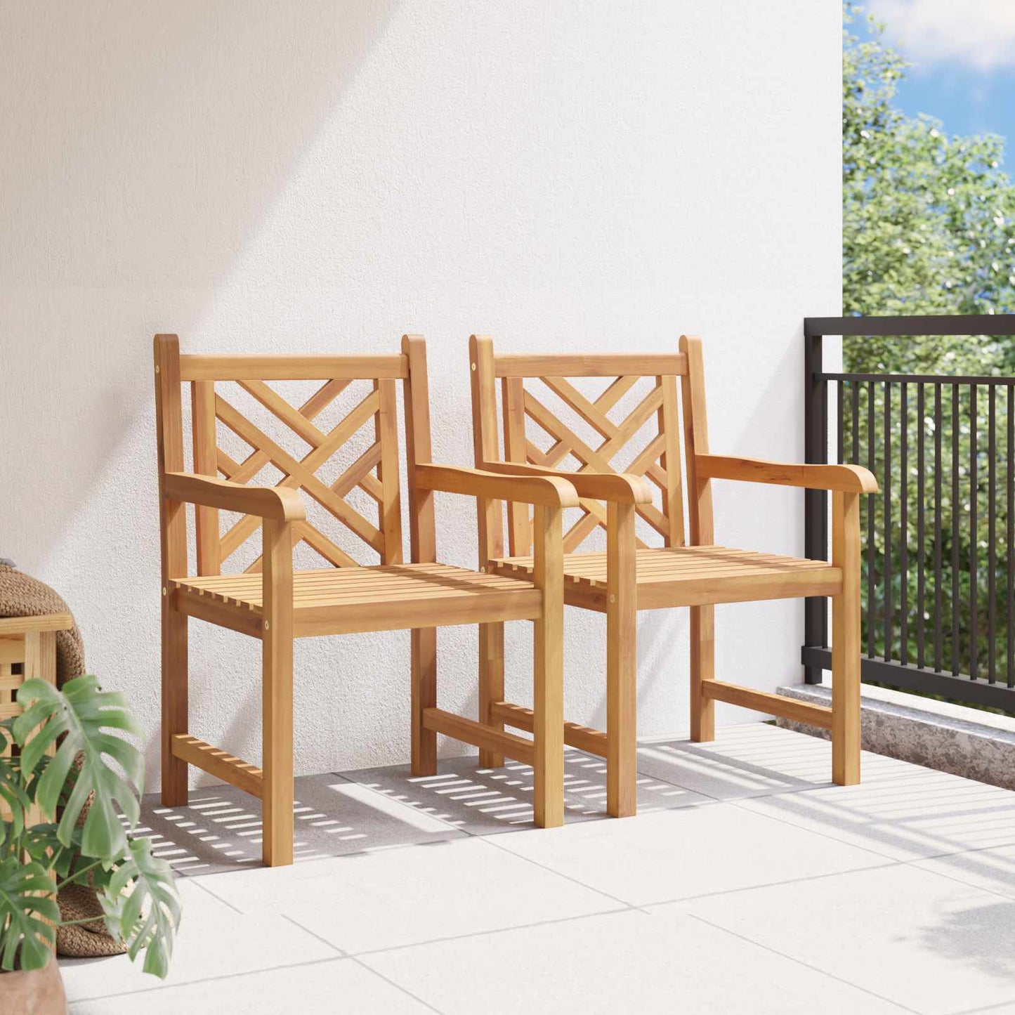 vidaXL Καρέκλα Κήπου 2 pcs 60 x 58 x 90 εκ Στερεό Ξύλο Τίκ