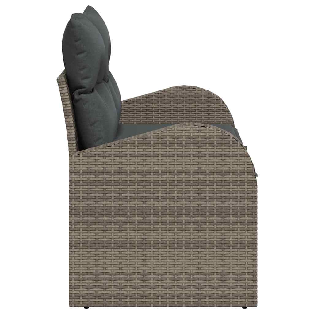 vidaXL Καναπές Κήπου με μαξιλάρι Γκρι 124 x 62 x 69cm συνθετικό ρατάν