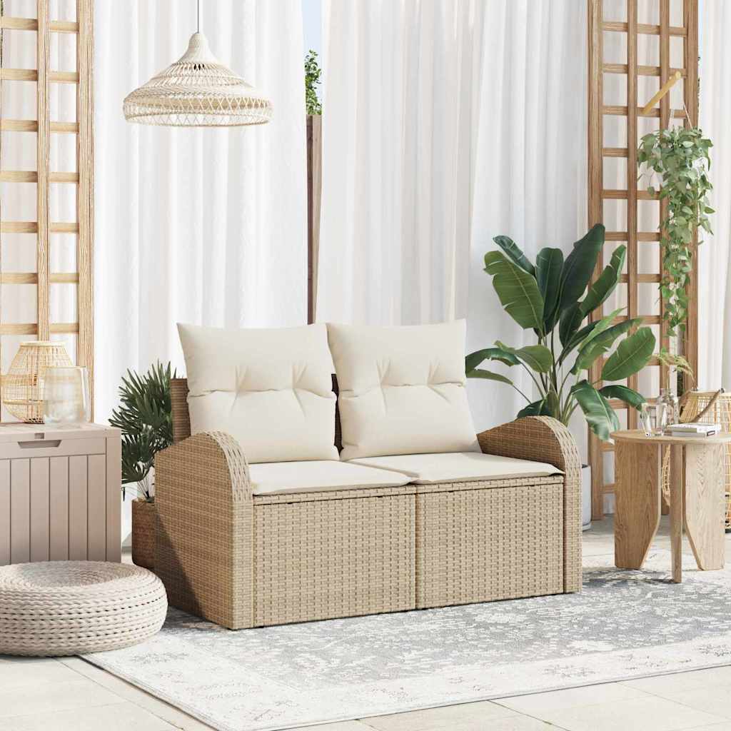 vidaXL Καναπές Κήπου με μαξιλάρι Μπεζ 124 x 62 x 69cm συνθετικό ρατάν