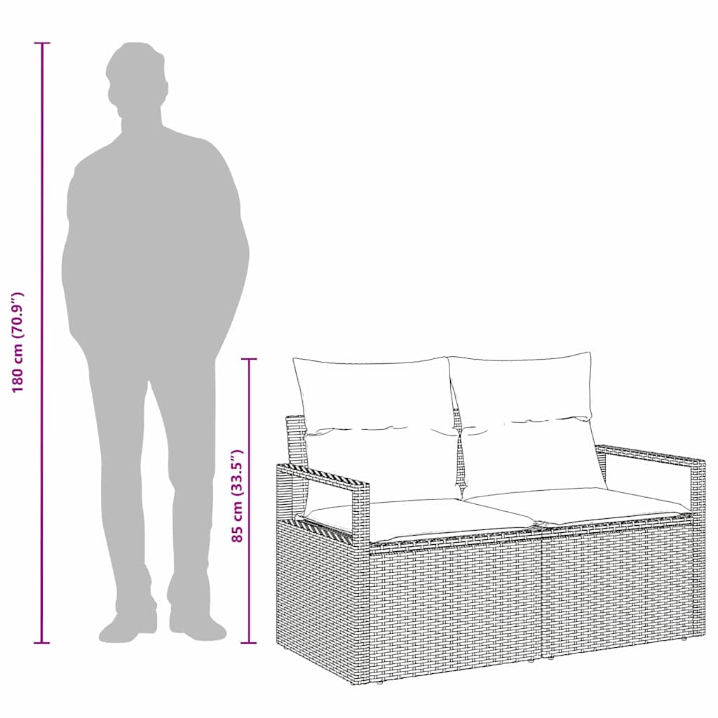 vidaXL Καναπές Κήπου με μαξιλάρι Μπεζ 120 x 62 x 69εκ συνθετικό ρατάν