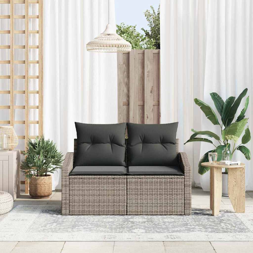 vidaXL Καναπές Κήπου με μαξιλάρι Γκρι 123 x 62 x 69εκ συνθετικό ρατάν
